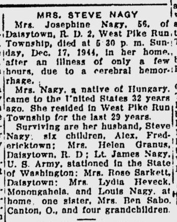 Josephine Nagy obit